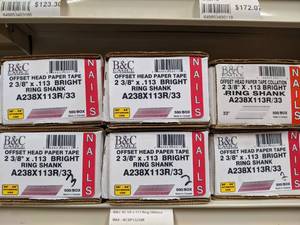 lot 2498 image: (7) Boxes 33° B&C Offset Head Paper Tape Collation Ring Shank Nails  2-38 x .113