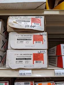 lot 2520 image: (3) Boxes 3-14 Stainless Steel 12d Smooth Nail 31° Strip Paper Tape Collated 0.131