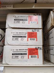 lot 2522 image: (3) Boxes 3-14 Stainless Steel 12d Smooth Nail 31° Strip Paper Tape Collated 0.131