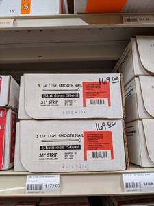 lot 2521 image: (3) Boxes 3-14 Stainless Steel 12d Smooth Nail 31° Strip Paper Tape Collated 0.131