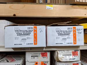 lot 2514 image: (3) Boxes B&C Ring Shank Wire Weld Coil Nails 2-38 x 0.099 15°