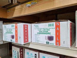 lot 2517 image: (3) Boxes B&C Ring Shank Wire Weld Coil Nails 2-38  x 0.099  15°
