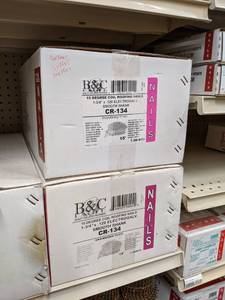 lot 2506 image: (2) Boxes B&C CR-134 Coil Electrogalvanized Smooth Shank Roofing Nails 15° 1-34