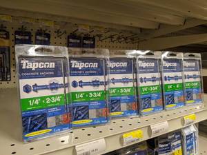 lot 2674 image: (7) Packs TAPCON Concrete Anchors 14 x 2-34 to 4