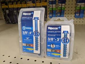 lot 2681 image: (2) Packs TAPCON Concrete Anchors 38 x 3 and 38 x 4