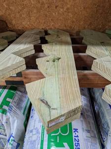 lot 2687 image: Pair of 5-Step Stair Stringers - Treated Wood