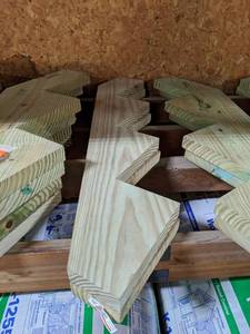 lot 2690 image: Pair 4-Step Stair Stringers - Treated Wood