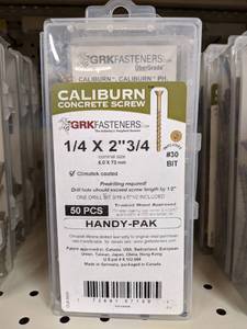 lot 2823 image: (100) GRK Caliburn Concrete Screws w Drill Bit 14 x 2-34