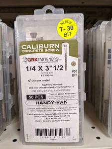 lot 2824 image: (200) GRK Caliburn Concrete Screws w Drill Bit 14 x 1-32