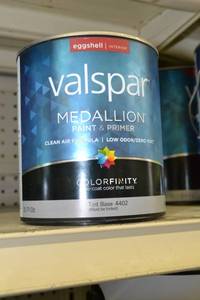 lot 1459 image: (2) 1 Quart Valspar Medallion Paint & Primer, Interior  Eggshell, Tint Base 4402, Must Be Tinted