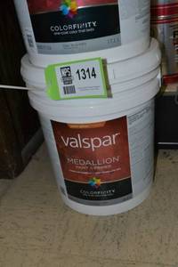 lot 1314 image: 5 Gallon Valspar Medallion Paint & Primer  Semi-Gloss Exterior  4308 Pastel Base