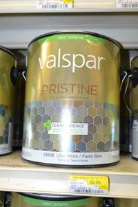 lot 1355 image: (2) 1 Gallon Valspar Pristine  Satin Exterior  18408 Ultra WhitePastel Base, Tintable