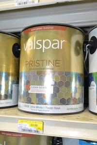 lot 1356 image: (3) 1 Gallon Valspar Pristine  Semi-Gloss Exterior  18408 Ultra WhitePastel Base, Tintable