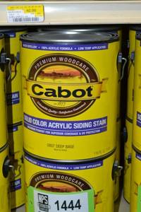 lot 1444 image: (4) 1 Gallon Cabot Solid Color Acrylic Siding Stain  0807 Deep Base, Must Be Tinted