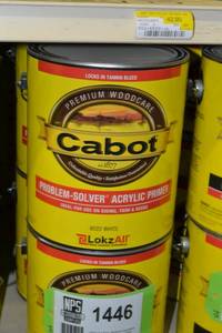 lot 1446 image: (4) 1 Gallon Cabot Problem-Solver Acrylic Primer  8022 White