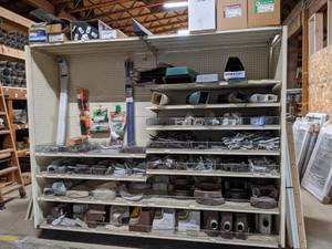 lot 3201 image: HUGE Inventory of White and Brown Steel Gutter Parts