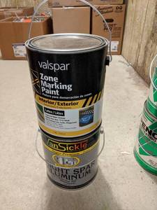 lot 3195 image: 1 Gallon Zone Marking Paint (Yellow) and VanSickle Bright Spar Aluminum Coating