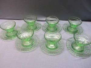 lot 7 image: Green Depression Glass
