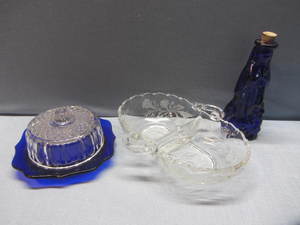 lot 4 image: Antique Cobalt Butter, Relish, Bottle