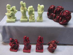 lot 123 image: Oriental Figures, Buddha, 3 Monkeys