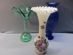 lot 129 image: Vases Green, Cobalt, Hand Painted