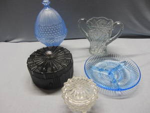 lot 137 image: Black Glass, Candy, Vase, Relish