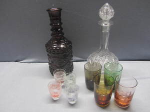 lot 145 image: Decanters, Etched & Shot Glasses