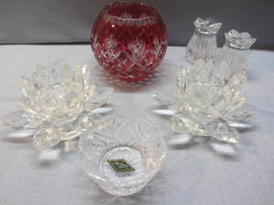 lot 173 image: Ruby Cut to Clear, Candle Holders