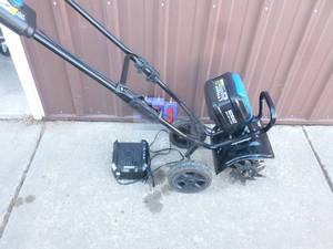 Kobalt 80 volt rototiller. Nearly new. Includes battery & charger. Tetsted & works. As shown.