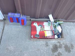 Flat of sprinkler & assorted garden hose connectors. As shown.