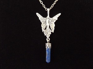 lot 4 image: .925 Sterling Silver Lapis Lazuli Crystal Fairy Pendant Necklace