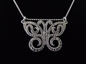 lot 19 image: .925 Sterling Silver Judith Jack Art Nouveau Butterfly Pendant Necklace