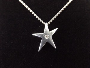 lot 25 image: .925 Sterling Silver Diamond Star Pendant Necklace