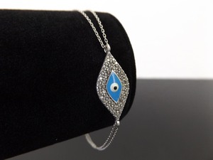 lot 35 image: .925 Sterling Silver Crystal Evil Eye Bracelet