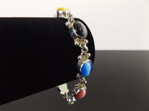 lot 36 image: .925 Sterling Silver Multi Colored Chrysoberyl Cats Eye Bracelet