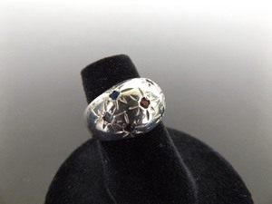 lot 56 image: .925 Sterling Silver Multi Colored Inlayed Crystal Starburst Ring Size 5.5