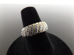 lot 68 image: .925 Sterling Silver Vermeil Diamond Accented Ring Size 7