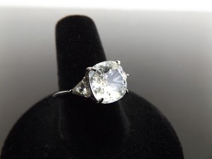 lot 70 image: .925 Sterling Silver Antique Cushion Cut Crystal Ring Size 8