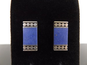 lot 79 image: .925 Sterling Silver Inlayed Lapis Post Earrings