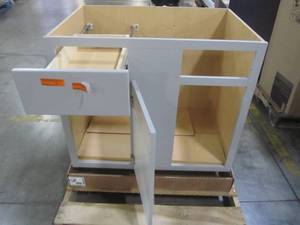 lot 33 image: Hampton Bay Shaker Assembled 36x34.5x24 in. Blind Base Corner Kitchen Cabinet in Dove Gray KBBC45-SDV