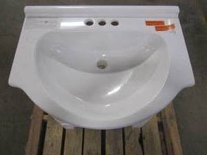 lot 35 image: Style Selections Euro 25-in White Single Sink Bathroom Vanity with White Cultured Marble Top CE29124-SS