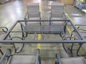 lot 19 image: Hampton Bay Crestridge 7-Piece Padded Sling Outdoor Dining Set TCS64PK