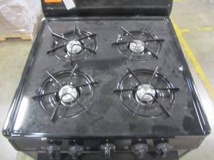lot 54 image: Premier 4 Burners 2.9-cu ft Manual Cleaning Freestanding Gas Range (Black) (Common 24-in Actual 24-in) SCK100BP