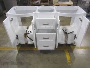 lot 55 image: allen  roth Moravia 60-in White Double Sink Bathroom Vanity - Cabinet Only - 1142VA-60-201
