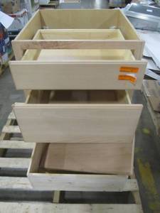 lot 60 image: Hampton Assembled 24x34.5x24 in. Base Kitchen Cabinet with 3 Drawers in Unfinished Beech KDB24-UFDF
