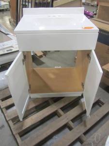 lot 63 image: Project Source 24.5-in White Single Sink Bathroom Vanity With White Top VBCU2418