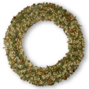 lot 247 image: National Tree 84 Wintry Pine Pre-Lit Wreath, WP1-300-84W.