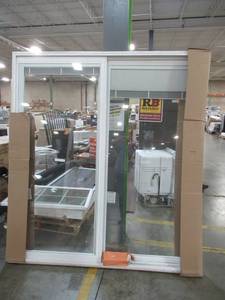 lot 201 image: Reliabilt Patio Door With Blinds Between Glass, White Vinyl Right Slide, Measures Approximately 70 34 X 79 14 X 3.