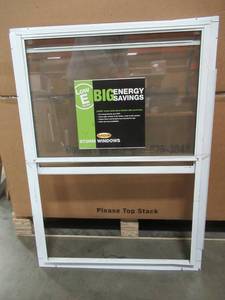 lot 257 image: Larson 28 in. x 39 in. 2-Track Storm Aluminum Window in White, L201E - Missing Screen