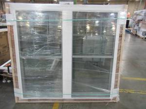 lot 204 image: Pella 250 Series Two Wide Double Hung Vinyl Window in White, Measures Approximately 56 12 X 60 X 4 916 Wall.